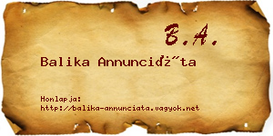 Balika Annunciáta névjegykártya